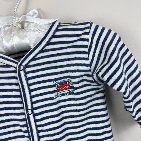 Kissy Kissy Striped Toolbox Footie Coverall 0-3 Months - Picture 2 of 6